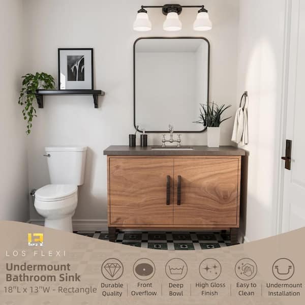 Los Flexi 18 in. Undermount Bathroom Sink Rectangle in White