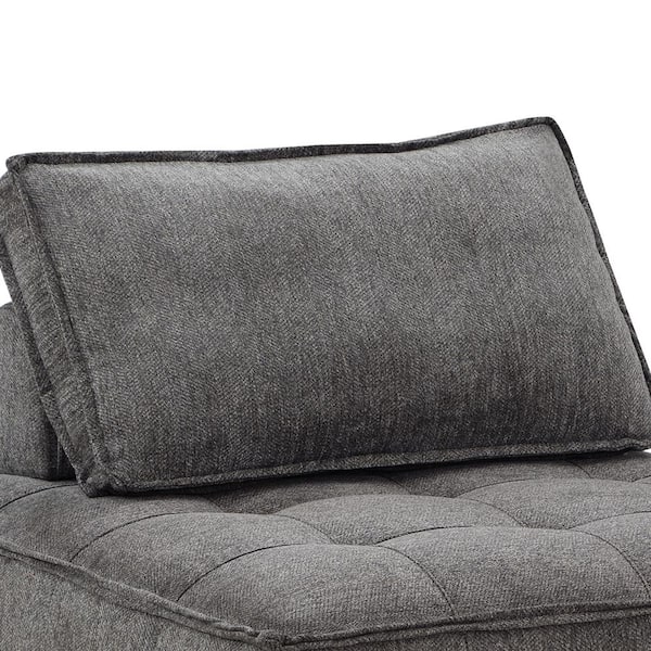 Magic Home 33.1 in. Modular Leisure Single Sofa Armless Sectional Chair with Removable Back Cushion in Dark Gray