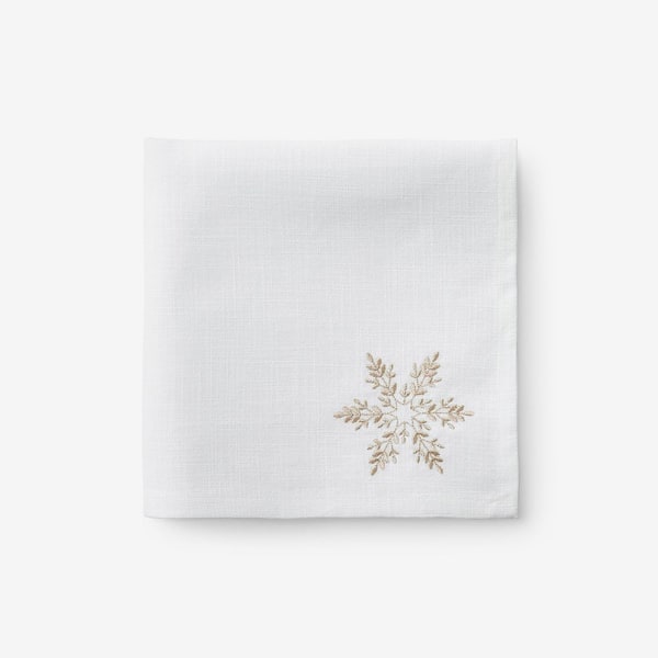Company Cotton Metallic Snowflake 19 in. W x 19 in. H Metallic Gold Cotton Napkins Set of 4