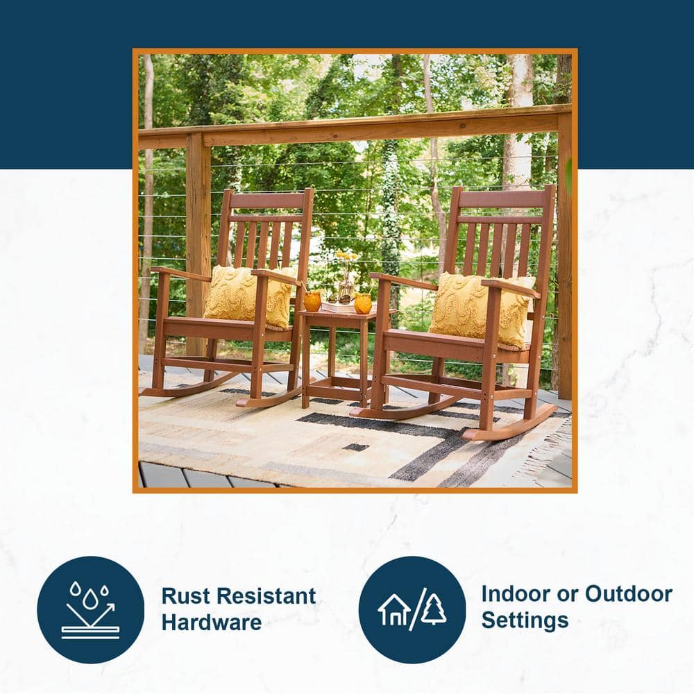 Berkshire Traditional All-Weather HDPE Brown Rocking Chair with Arms