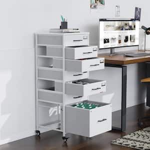 7-Drawers White Engineered Wood 18.9 in. W Vertical File Cabinet