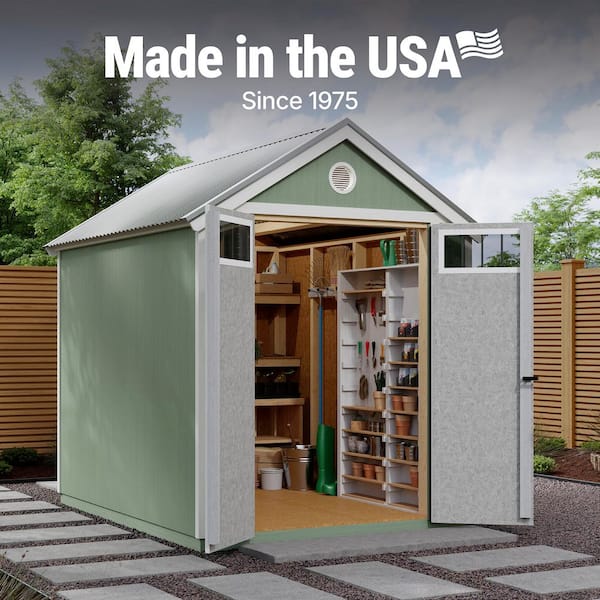 Professionally Assembled Garden Shed 6 ft. x 8 ft. Designer Wood Utility Shed with Galvanized Metal Roof (48 sq. ft.)