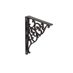 8-1/16 in. (205 mm) x 11 in. (280 mm) Matte Black Forged Iron Rustic Decorative Shelf Bracket