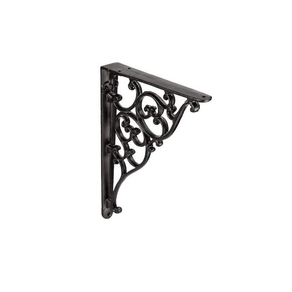 8-1/16 in. (205 mm) x 11 in. (280 mm) Matte Black Forged Iron Rustic Decorative Shelf Bracket