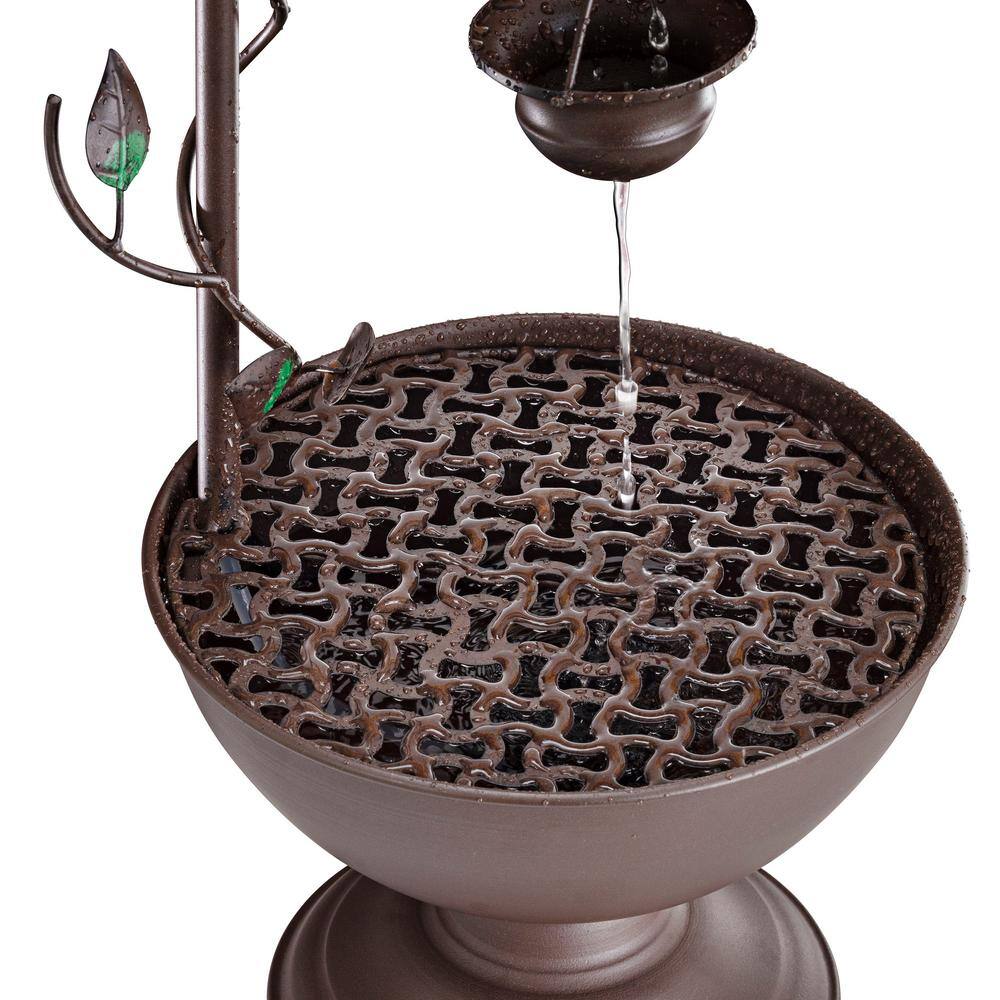 Bronze 6-Cup Tiered Outdoor Floor Fountain