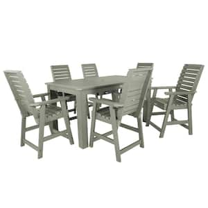 Weatherley Eucalyptus Counter Height Plastic Outdoor Dining Set in Eucalyptus Set of 6