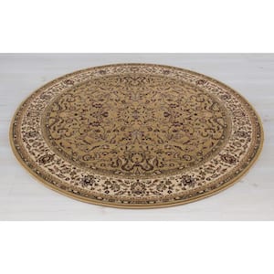 Persian Classics Kashan Gold 5 ft. Round Area Rug