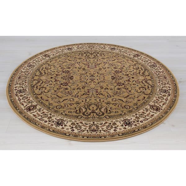 Persian Classics Kashan Gold 5 ft. Round Area Rug