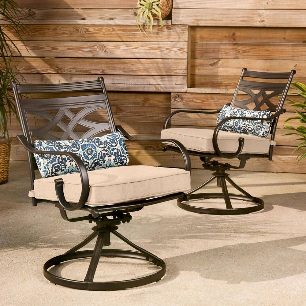 Montclair Steel 11-Piece Outdoor Dining Set with Swivel Rockers, Tan