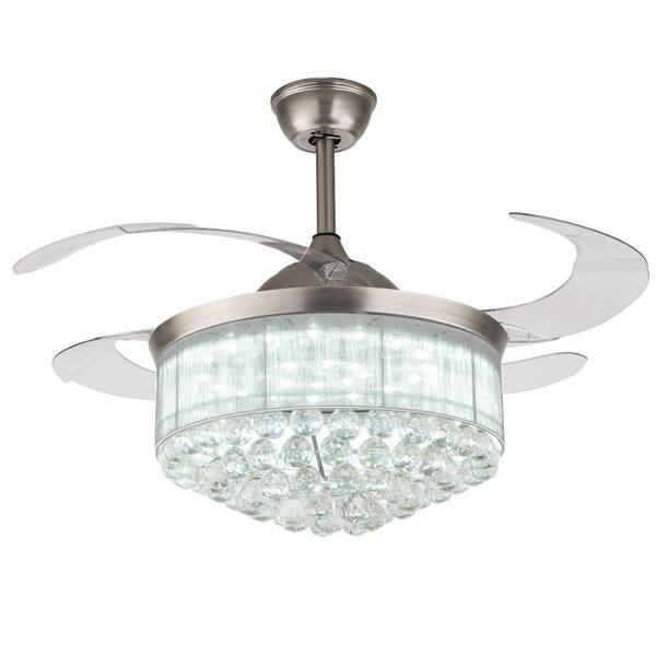 Modern 36" Invisible Ceiling Fans with LED Light Fan Chandelier Remote Control 