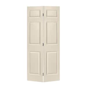 24 in. x 84 in. 6-Panel Shaker Beige Painted MDF Hollow Core Composite Bi-Fold Closet Door with Hardware Kit