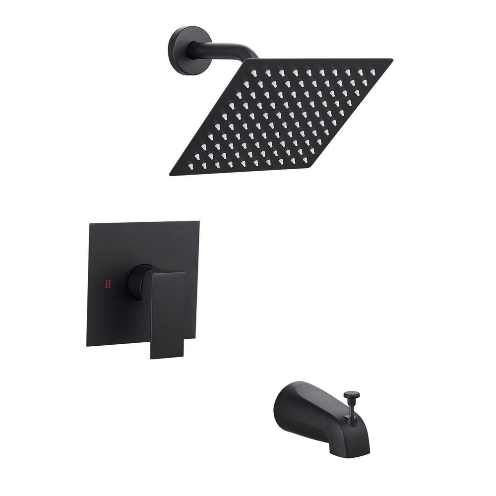 Single Handle 1-Spray Tub and Shower Faucet 2.2 GPM with 8 in. Shower Head and Tub Spout in Matte Black Valve Included price history on PriceWatchPro