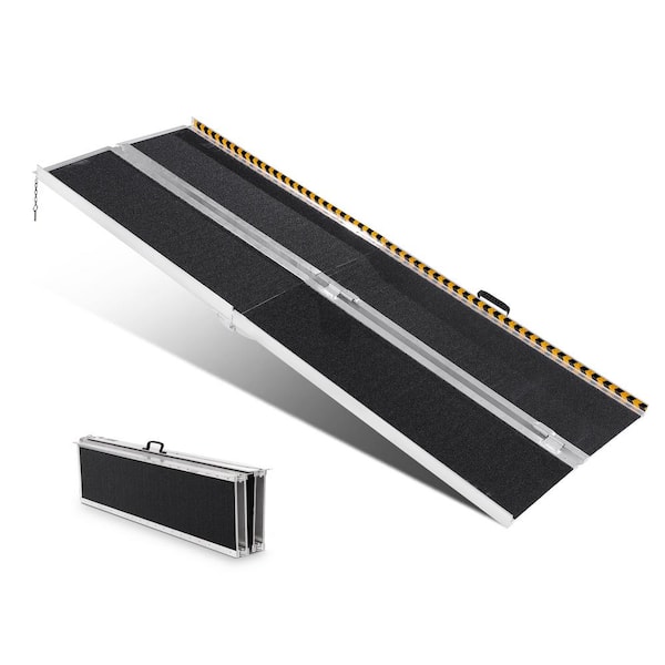 VEVOR Portable Wheelchair Ramp 95 in. x 29 in. x 3 in. Non-Slip Aluminum Folding Threshold Ramp 800 lbs. Scooter Ramp 8 ft.