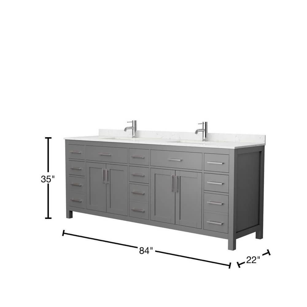 Beckett 84" Dark Gray Double Bathroom Vanity with Marble Top