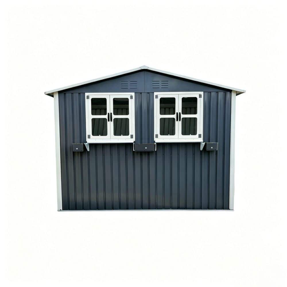 6 x 9 ft. Outdoor Metal Storage Shed with Lockable Double Doors, Window and Flower Rack, Coal Gray (46.54 sq. ft.) price history on PriceWatchPro