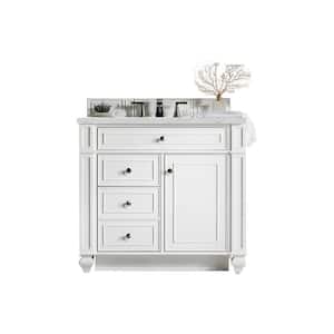 Bristol 36 in. W x 23.5 in. D x 34 in. H Bathroom Vanity in Bright White with Ethereal Noctis Quartz Top