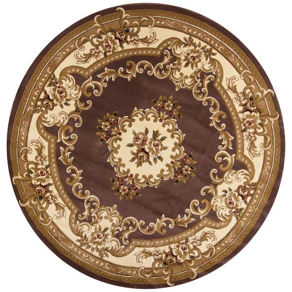 MILLERTON HOME Traditional Morrocan Plum/Ivory 8 ft. x 8 ft. Round Area Rug