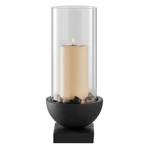 Modern Black Metal Bold Pedestal and Glass Pillar Votive Candle Holder - Small