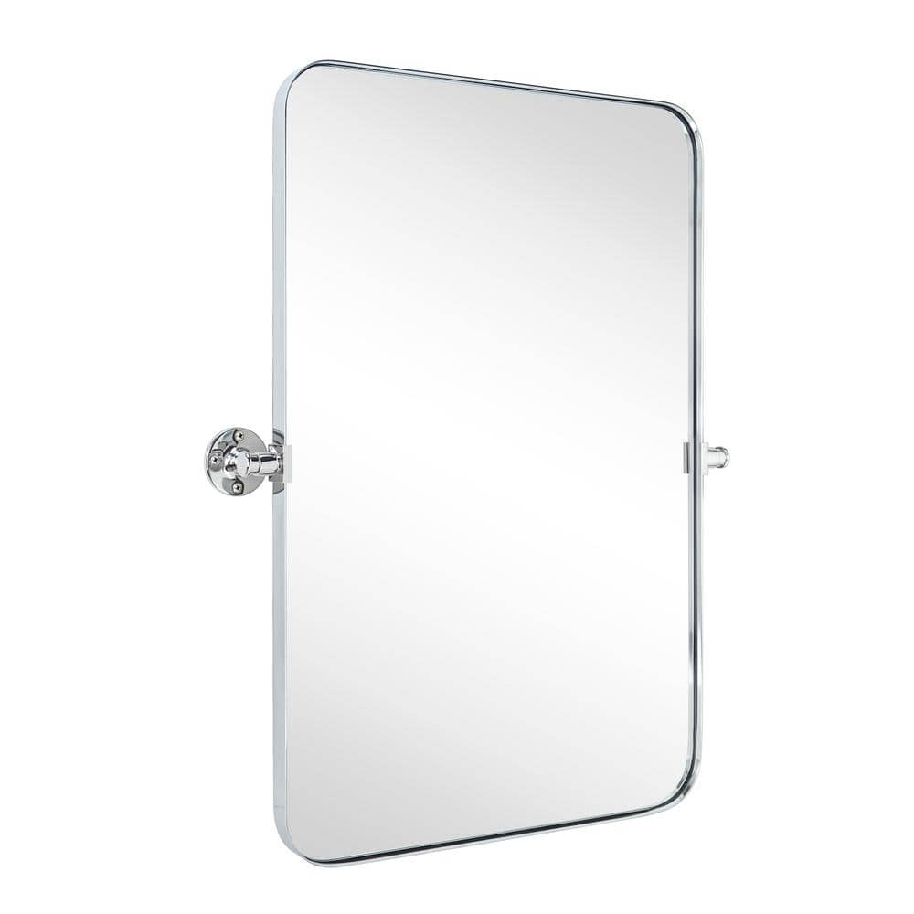 TEHOME 24 in. W x 36 in. H Rounded Rectangular Pivoting Metal Framed