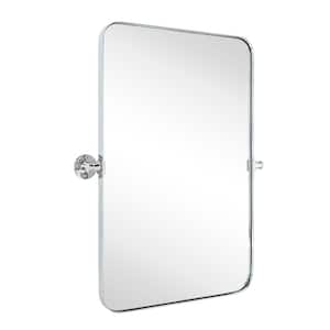 24 in. W x 36 in. H Rounded Rectangular Pivoting Metal Framed Wall Mounted Bathroom Vanity Mirror in Chrome