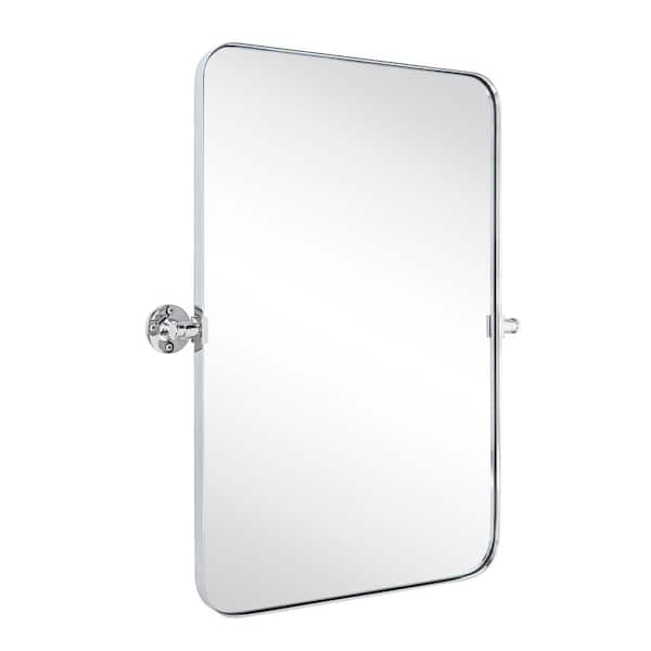 TEHOME 24 in. W x 36 in. H Rounded Rectangular Pivoting Metal Framed Wall Mounted Bathroom Vanity Mirror in Chrome