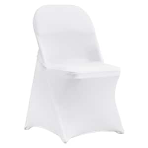 50 PCS Stretch Spandex Folding Chair Covers Universal Fitted Chair Cover Removable Washable Protective Slipcovers, White