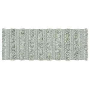 Savannah 24 in. x 60 in. Sage Striped Cotton-Polyester Rectangle Bath Rug Runner
