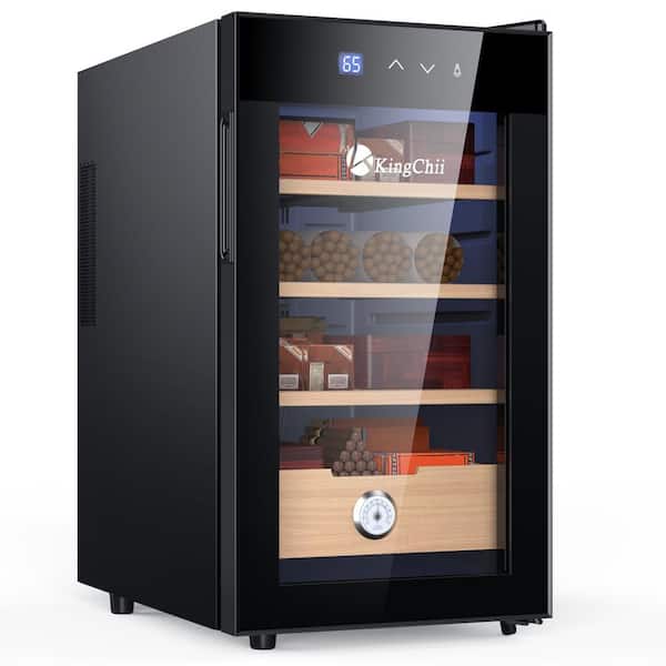 14 in. W x 25.2 in. H 48L Black Metal Cigar Cooler, Heating Humidor with Spanish Cedar Shelf (300 Capacity)