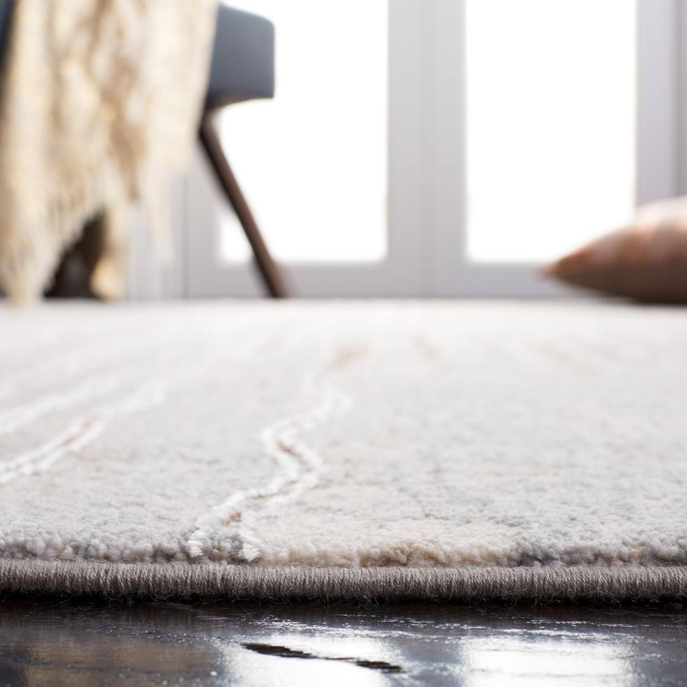 Marmara Blue and Beige Hand-Knotted Viscose Area Rug