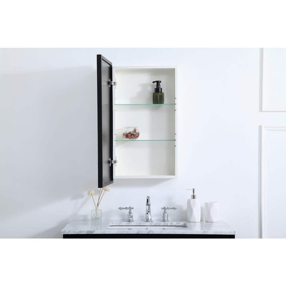 Wyn Black Minimalist Medicine Cabinet with Chrome Steel Hardware