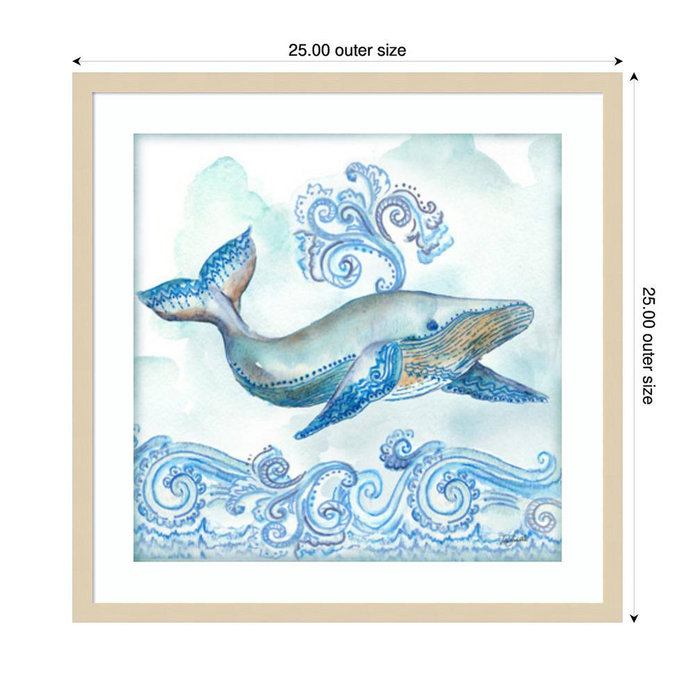 Boho Shells II Whale Framed Graphic Art in Natural Wood