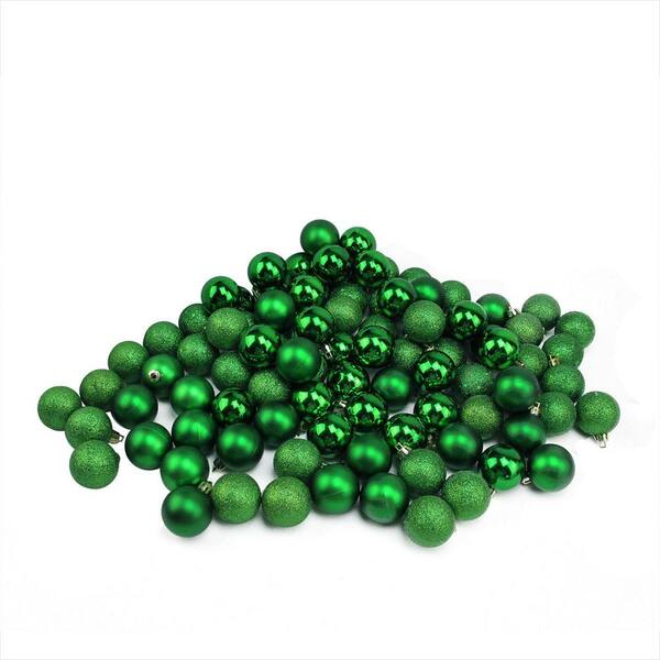 Northlight Xmas Green Shatterproof 4-Finish Christmas Ball Ornaments (96-Count)