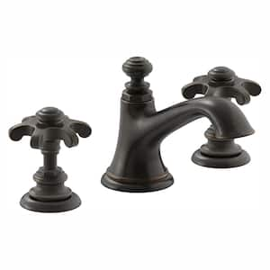 Artifacts 8 in. Widespread 2-Handle Bell Design Bathroom Faucet in Oil Rubbed Bronze with Prong Handles