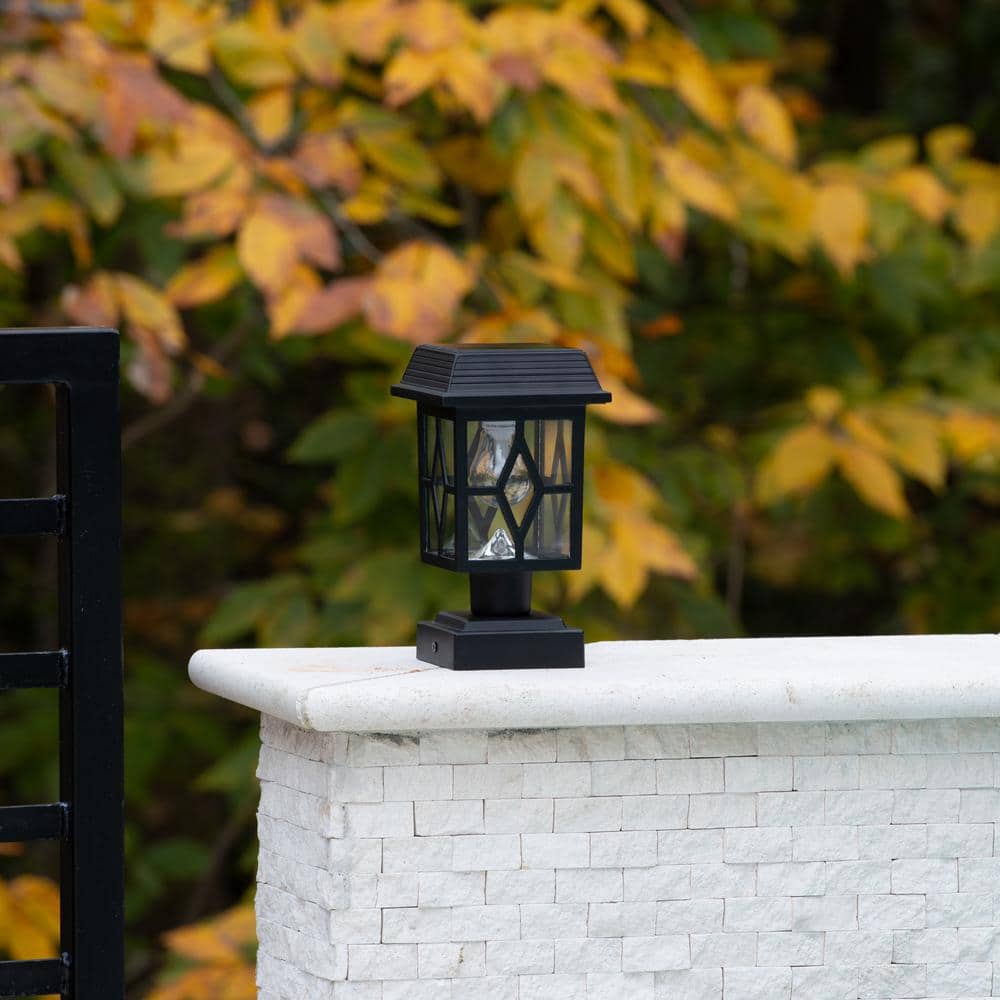 Luna II Black Cast Aluminum Solar LED Post Cap Lights, 2-Pack