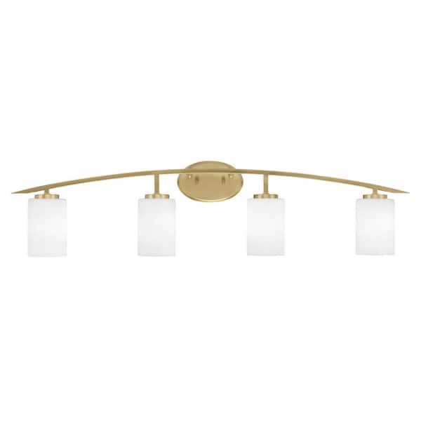 Unbranded Siena 40 in. 4-Light Vanity Light New Age Brass with White Muslin Glass Shades