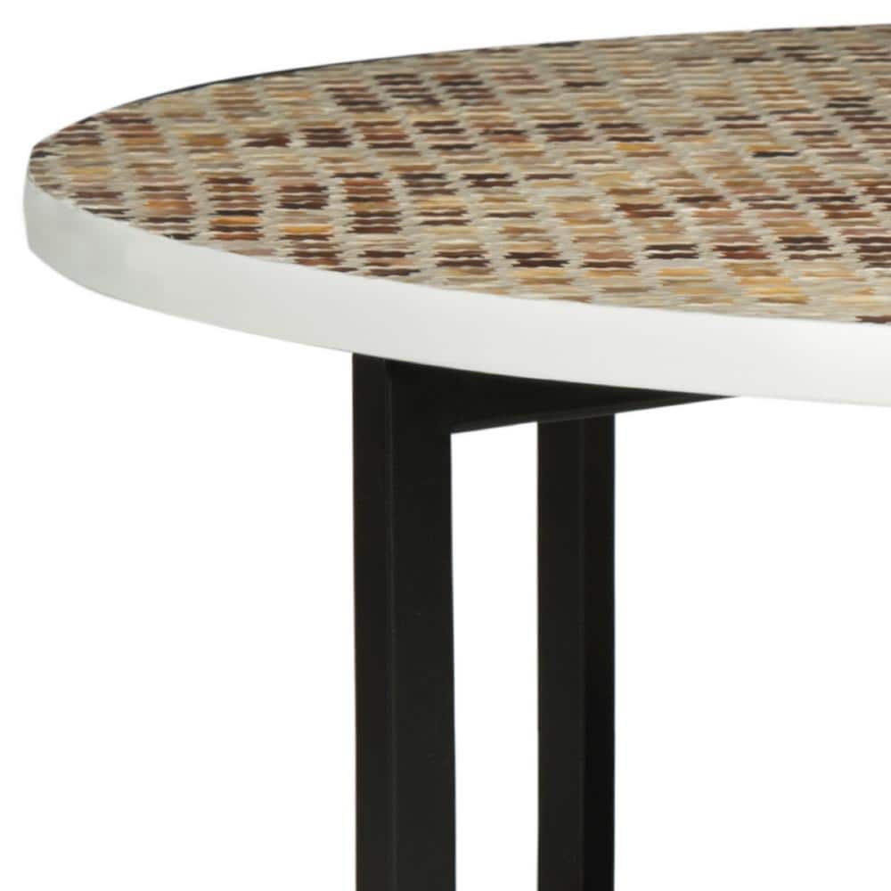 Cheyenne Round Brown Mosaic Metal Coffee Table