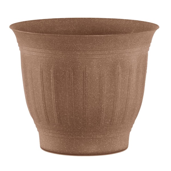 Bloem Colonnade 12 in. Dark Earth Wood Resin Plastic Planter