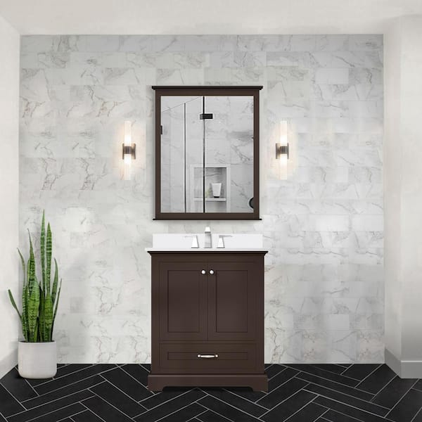 Dukes 30 in. W x 22 in. D Espresso Single Bath Vanity with Cultured Marble Top
