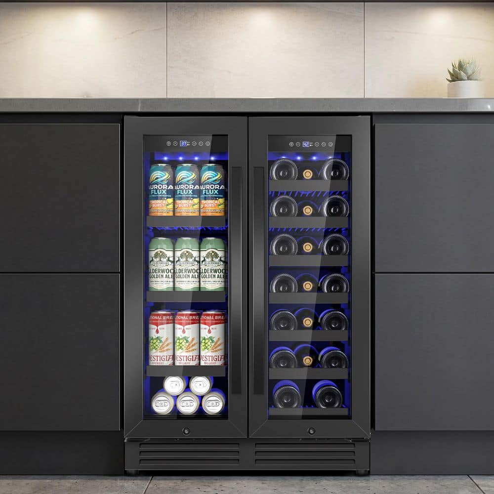 TITTLA 23.4 in. Dual Zone 20-Wine Bottles and 86-Cans Beverage and