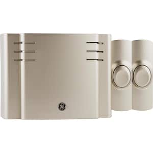 Satin Nickel, Wireless Door Bell Kit, 8 Melodies, 1 Receiver, 2 Push Buttons, Battery-Operated