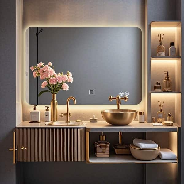 Unbranded 24 in. W x 36 in. H Rectangular Frameless Anti-Fog Adjustable Backlit LED Bathroom Wall Mirror, RoHS and CRU Certified