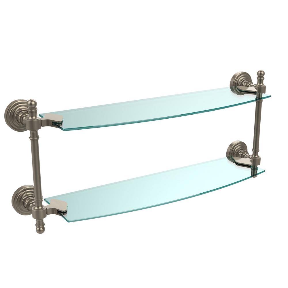 Allied Brass Retro Wave Collection 18 in. Two Tiered Glass Shelf in Antique  Pewter RW-34/18-PEW The Home Depot
