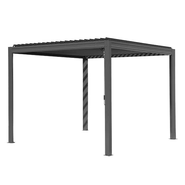 Gray Aluminum Metal Louvered Pergola 10 ft. x 13 ft.