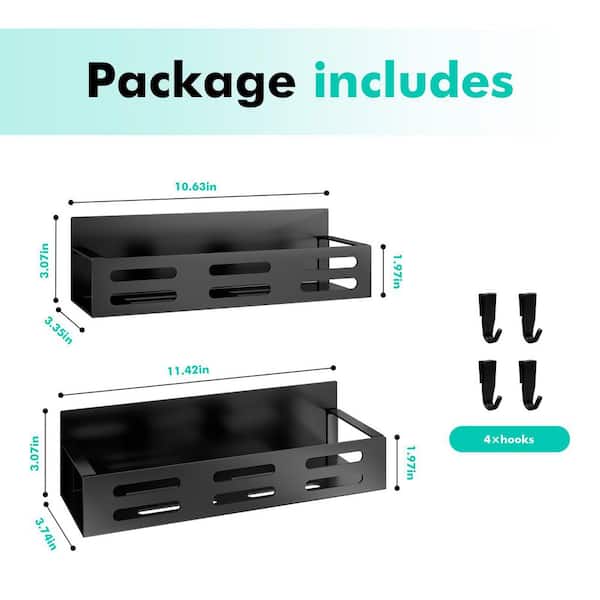 Kitchen Spice Rack with Magnetic for Refrigerator, Kitchen Cabinet Organizers, and Seasoning Storage, Black (2-Pack)
