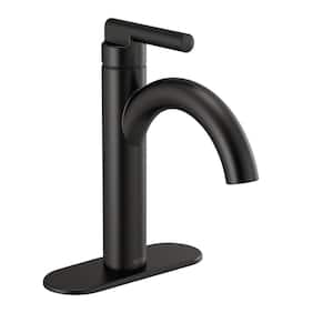Nicoli J-Spout Single Hole Single-Handle Bathroom Faucet in Matte Black