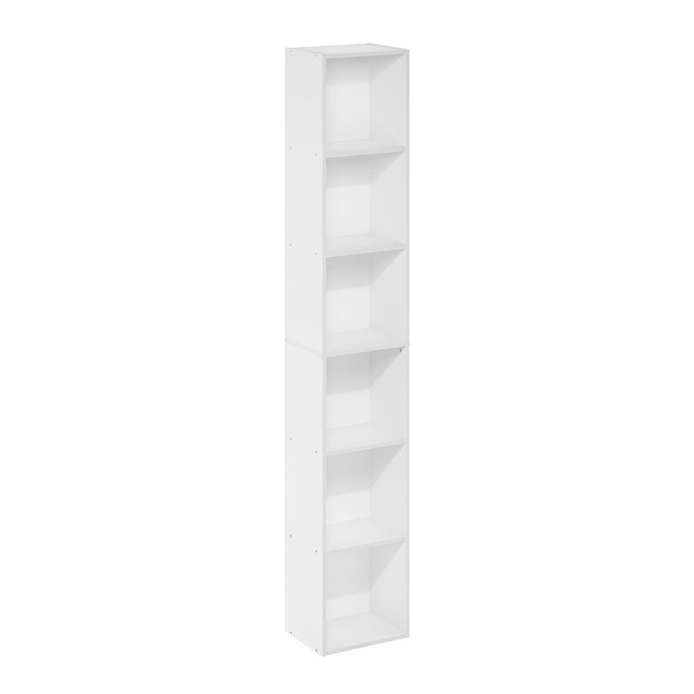 Luder 70.87 in. Tall White Wood 6-Shelf Standard Bookcase