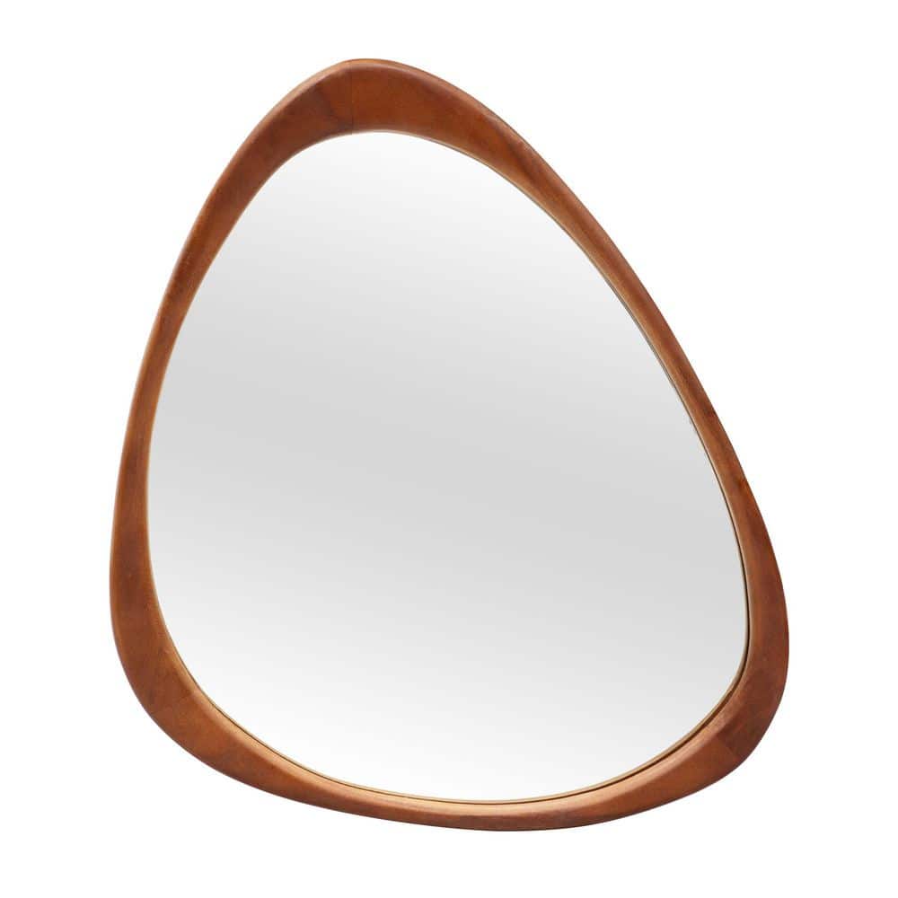Sxiawe 19 in. W x 24.1 in. H Irregular Brown Natural Solid Wood Frame Decorative Mirror WMYX-1924GO-B