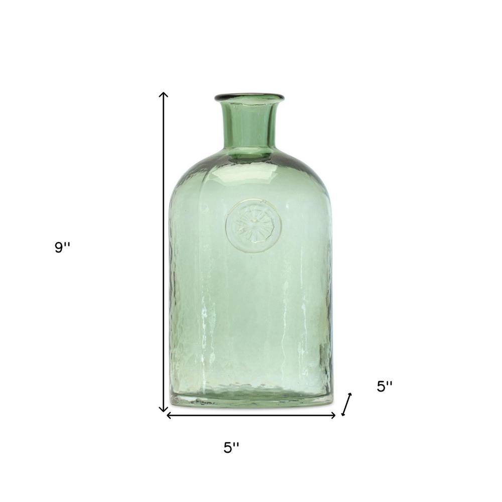 Sage Green Glass Bottleneck Decorative Vase 9"