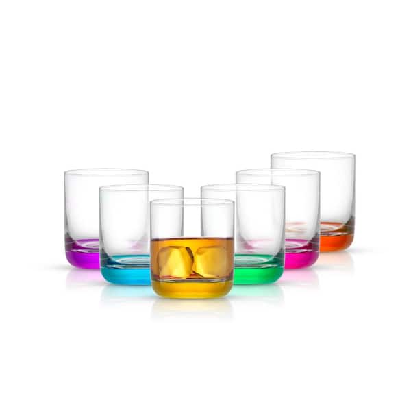 JoyJolt Hue 10 oz. Multi Colored Double Old Fashion Drinking Glass (Set of 6)