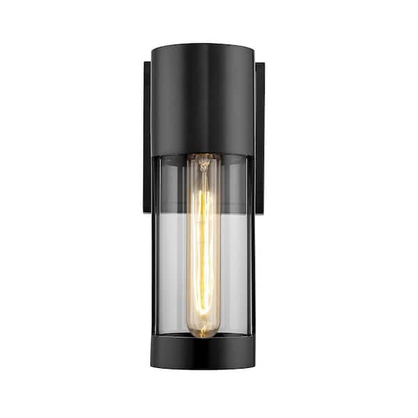 Millennium Lighting Hester 4.3 in. 1-Light Powder Coat Black Outdoor Wall Sconce with Clear Glass